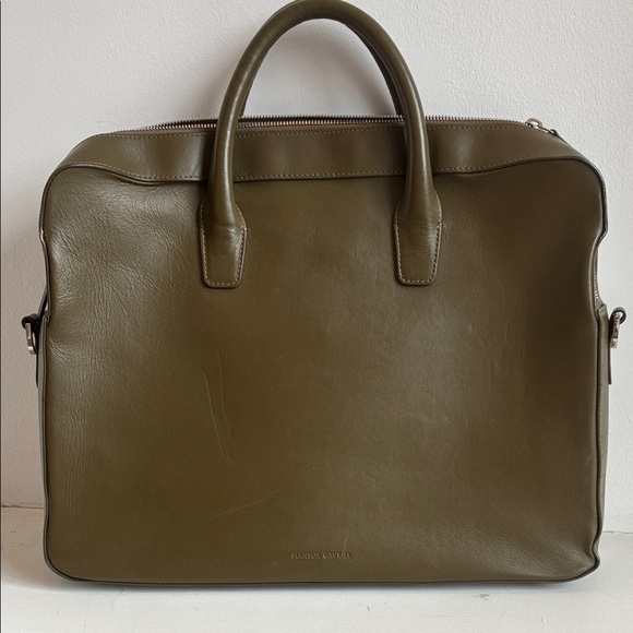 Mansur Gavriel Olive Leather Briefcase